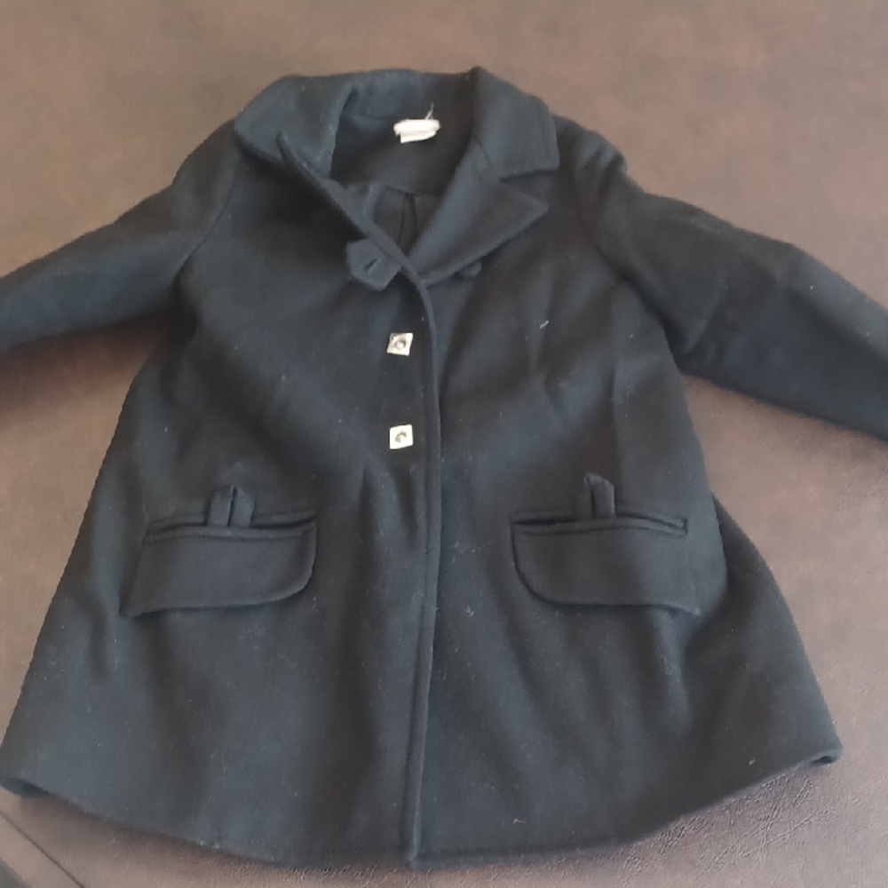 Kids Chloe Black Wool Coat. Size 4. Unisex